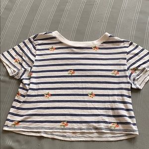 Forever-21 floral/striped crop-top